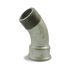 Coude à grand rayon 45° Ø1/2" galvanisée - Femelle-Mâle - Raccord galvanisé