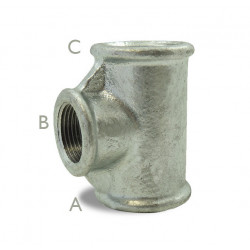 Té réduit à 90° galvanisé - FFF 1/2" x 3/8" x 3/8"