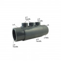 Collecteur PVC-U à coller avec 3 départs taraudés 1/2"–1/2"–3/8" – piscine